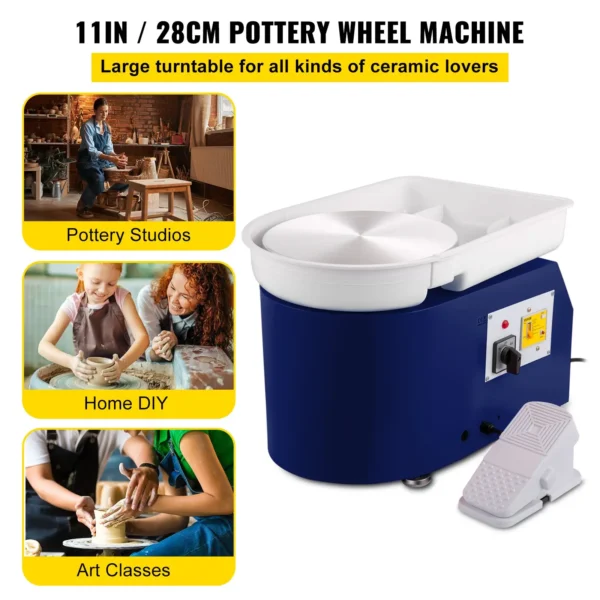 Pottery Wheel 28cm Pottery Forming Machine with Detachable Basin & Foot Pedal Control - Ideal for Home DIY and Art Projects