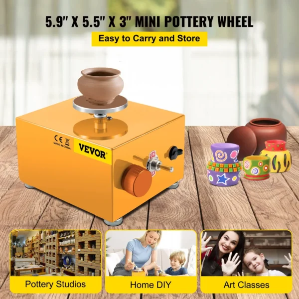 Mini Pottery Wheel 30W Electric Clay Sculpting Kit - Adjustable Speed, 16 Tools, 3 Turntables & Trays for Art Craft & DIY Projects