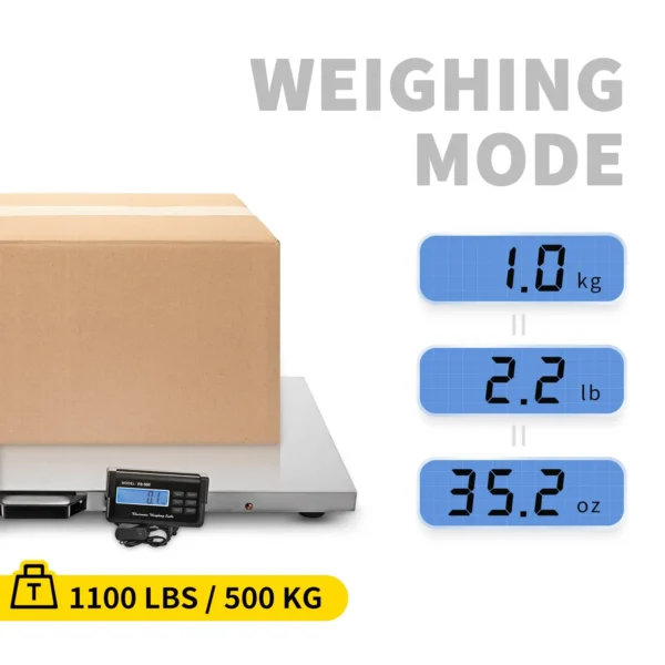 Heavy Duty Digital Livestock Scale - 1100Lbs Capacity, Stainless Steel Platform, Large Pet & Vet Scale with LCD Display