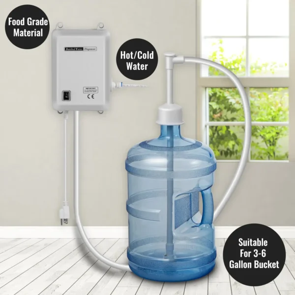 High Flow Bottled Water Dispensing Pump System - 110V, 20ft US Plug, Single Inlet | Ideal for Home, Kitchen, Office, Coffee Brewer, Ice-Maker, Refrigerator