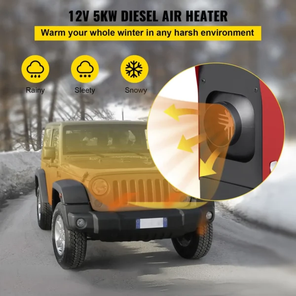 5KW Diesel Air Heater All in One 12V with Silencer & Remote Control - Ideal for RVs, Motorhomes, Buses, and Trailers - Powerful & Energy Efficient