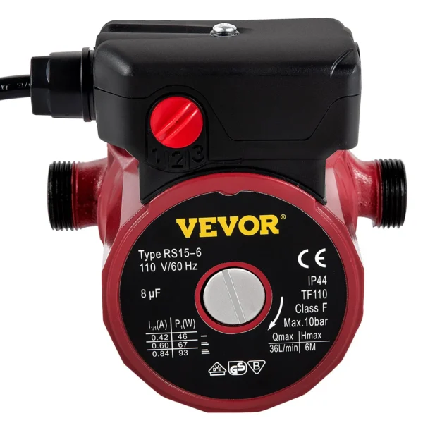 Vevor water pump, model RS15-6, 110V, red