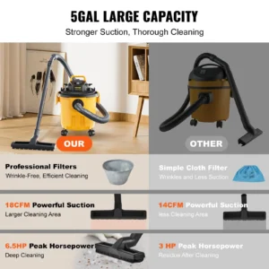 5-gallon vacuum cleaner comparison chart.