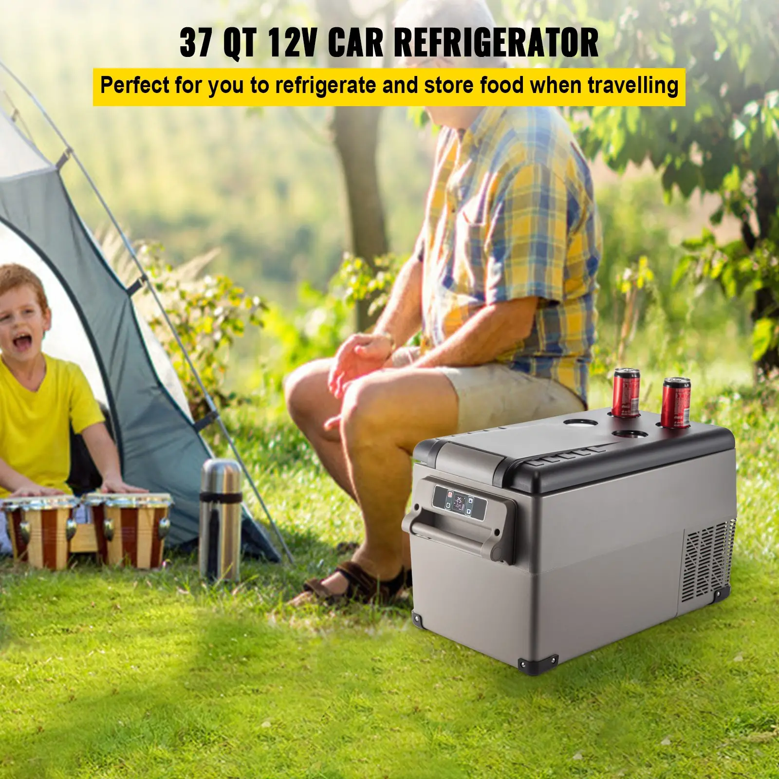 37 QT 12V car refrigerator for travel food storage