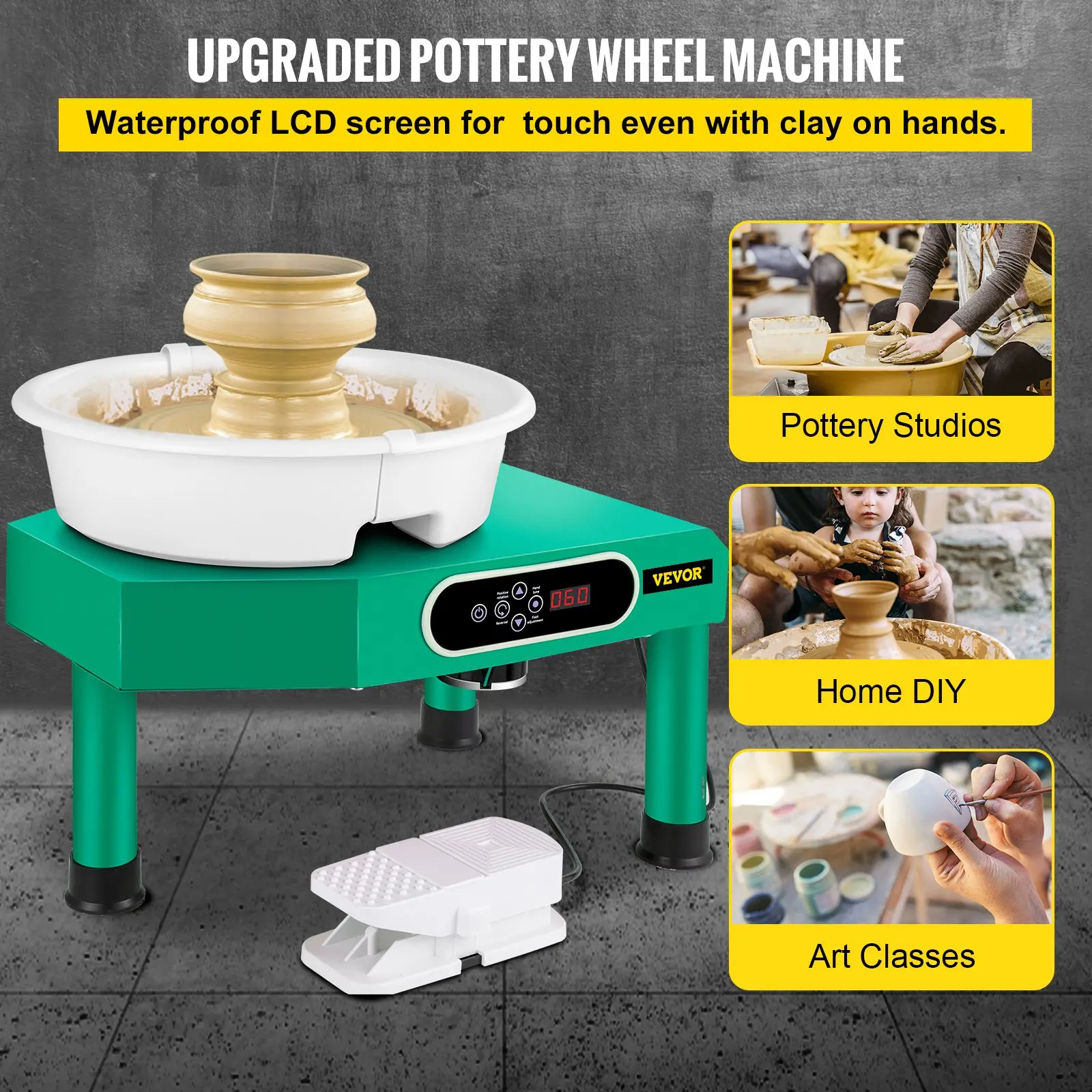 Upgraded pottery wheel machine for studios and DIY projects.