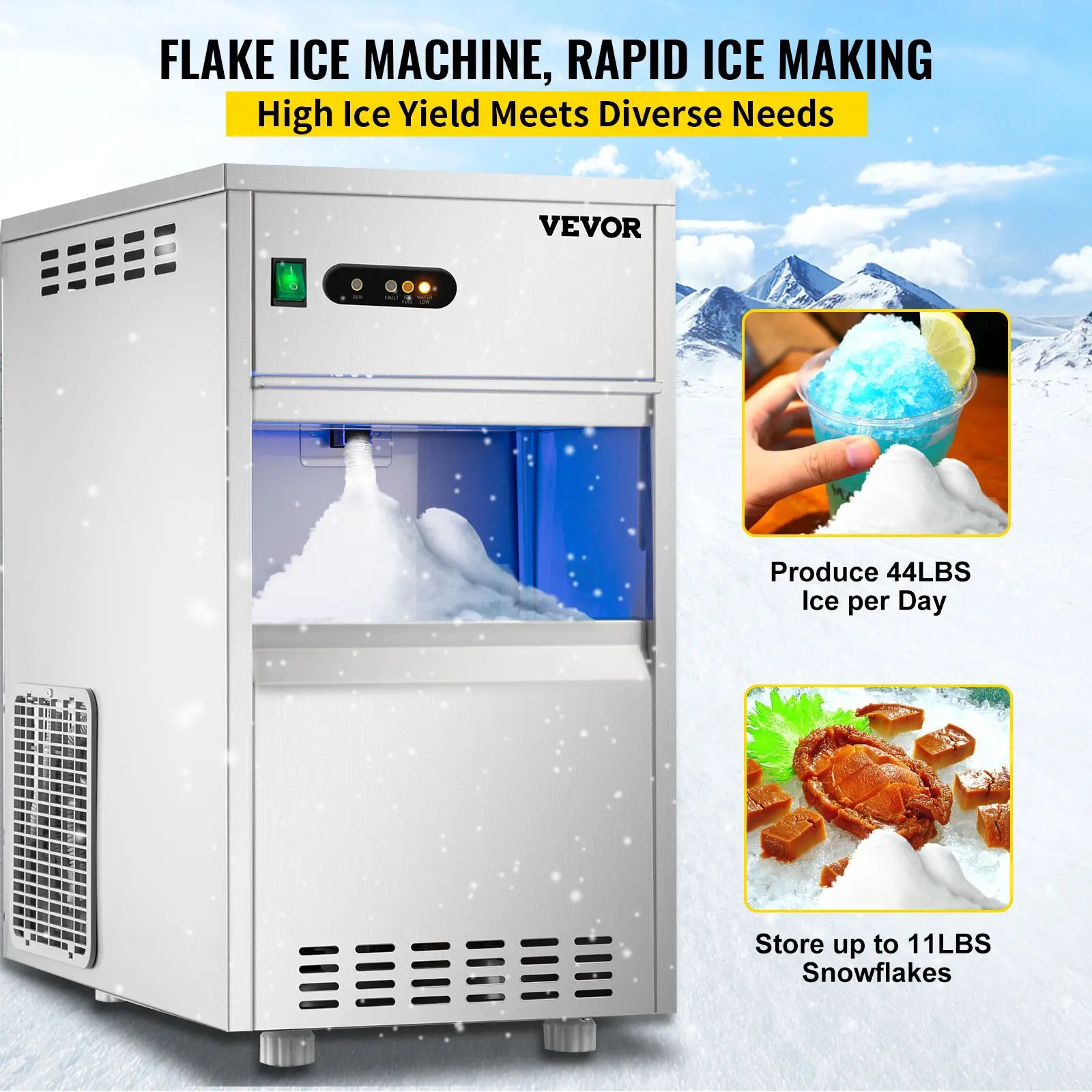 Flake ice machine, 44lbs, daily ice production