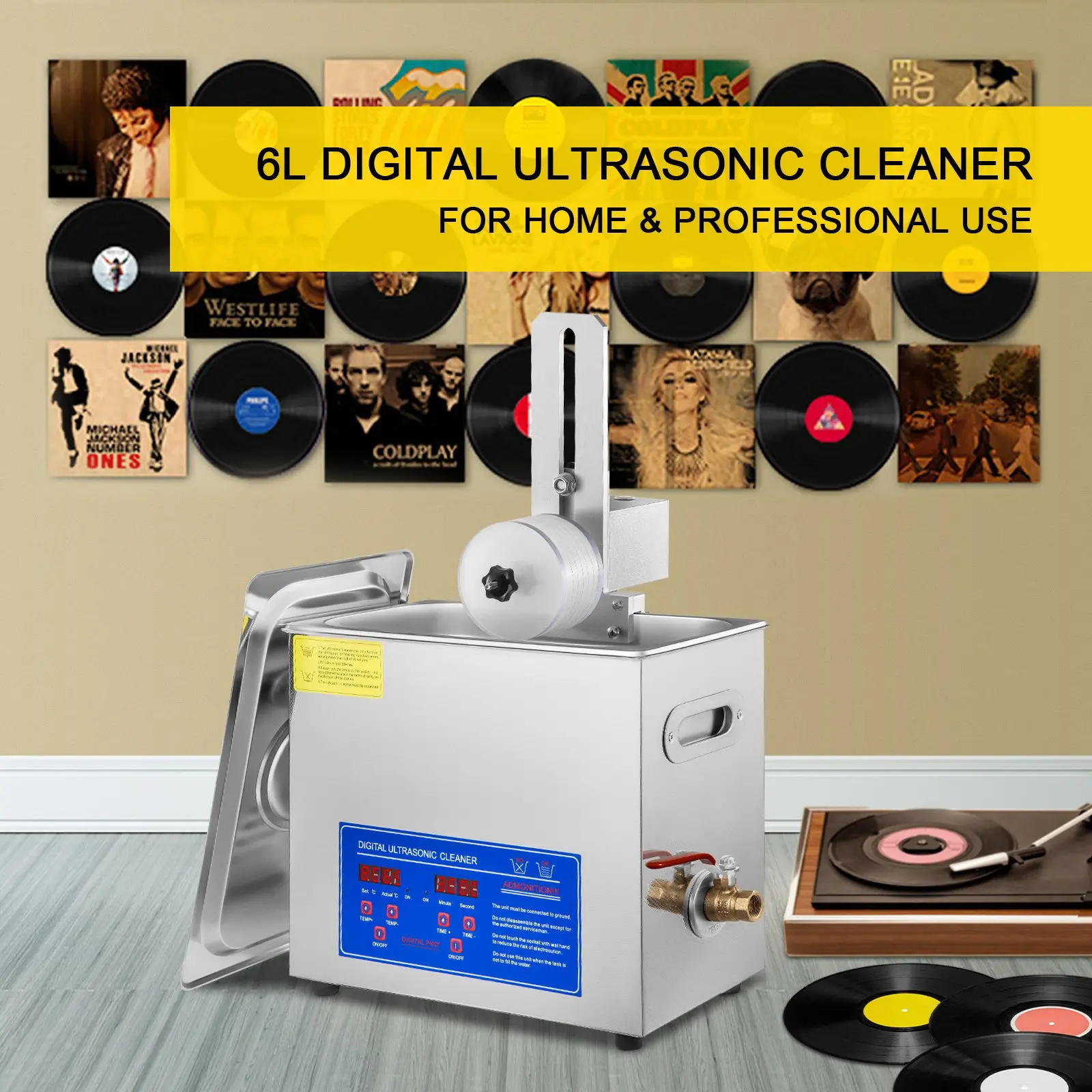 6L digital ultrasonic cleaner for vinyl records