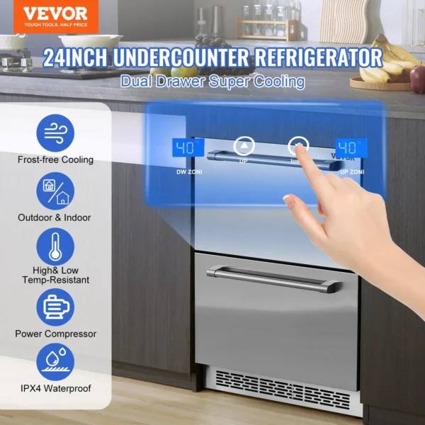 24-inch undercounter refrigerator with dual drawer cooling