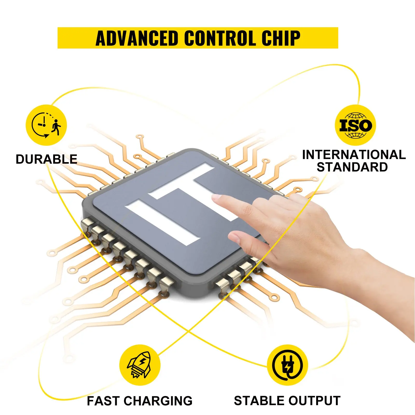 Advanced control chip with durability, fast charging, stable output.