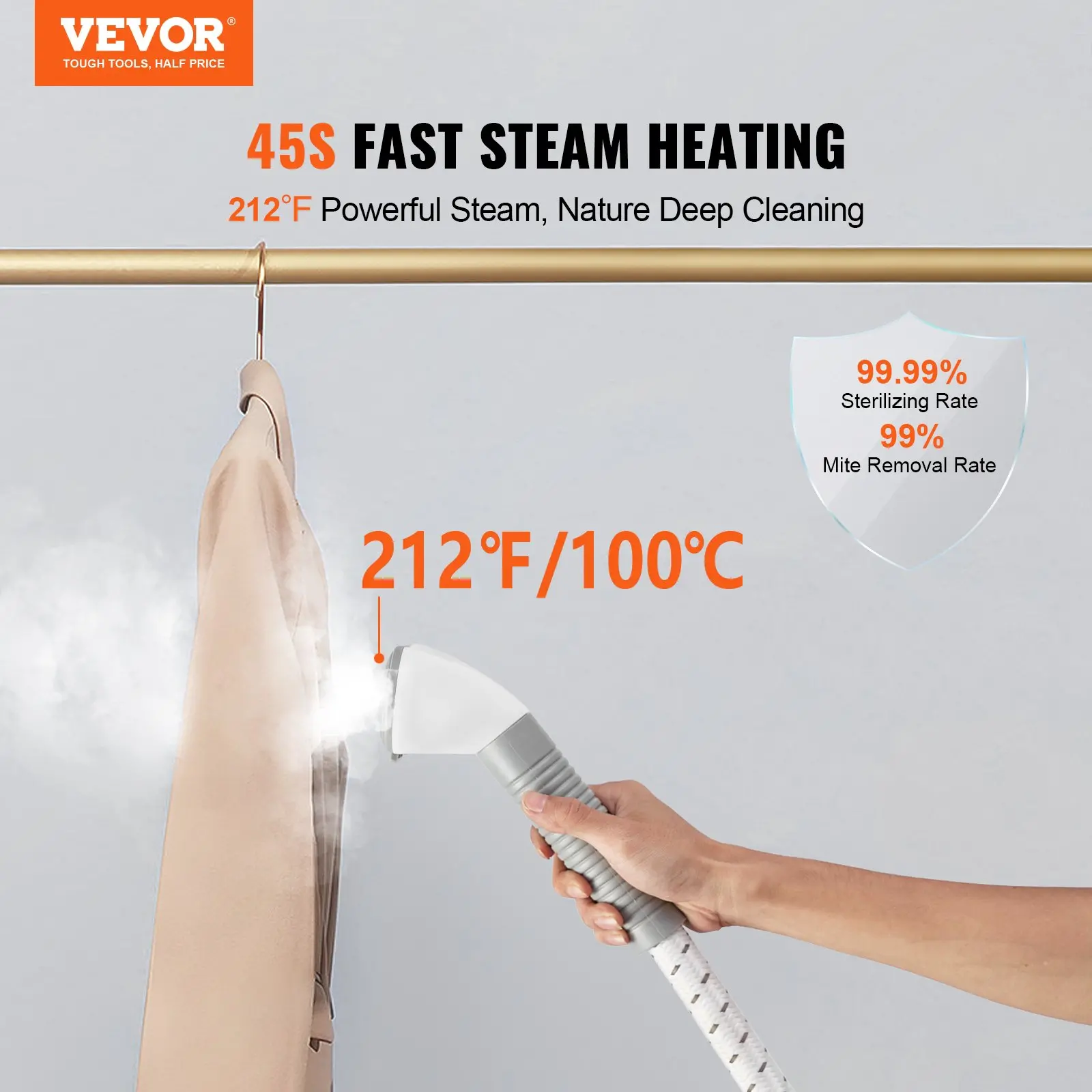 Steamer heating fabric to 212°F, fast and powerful.