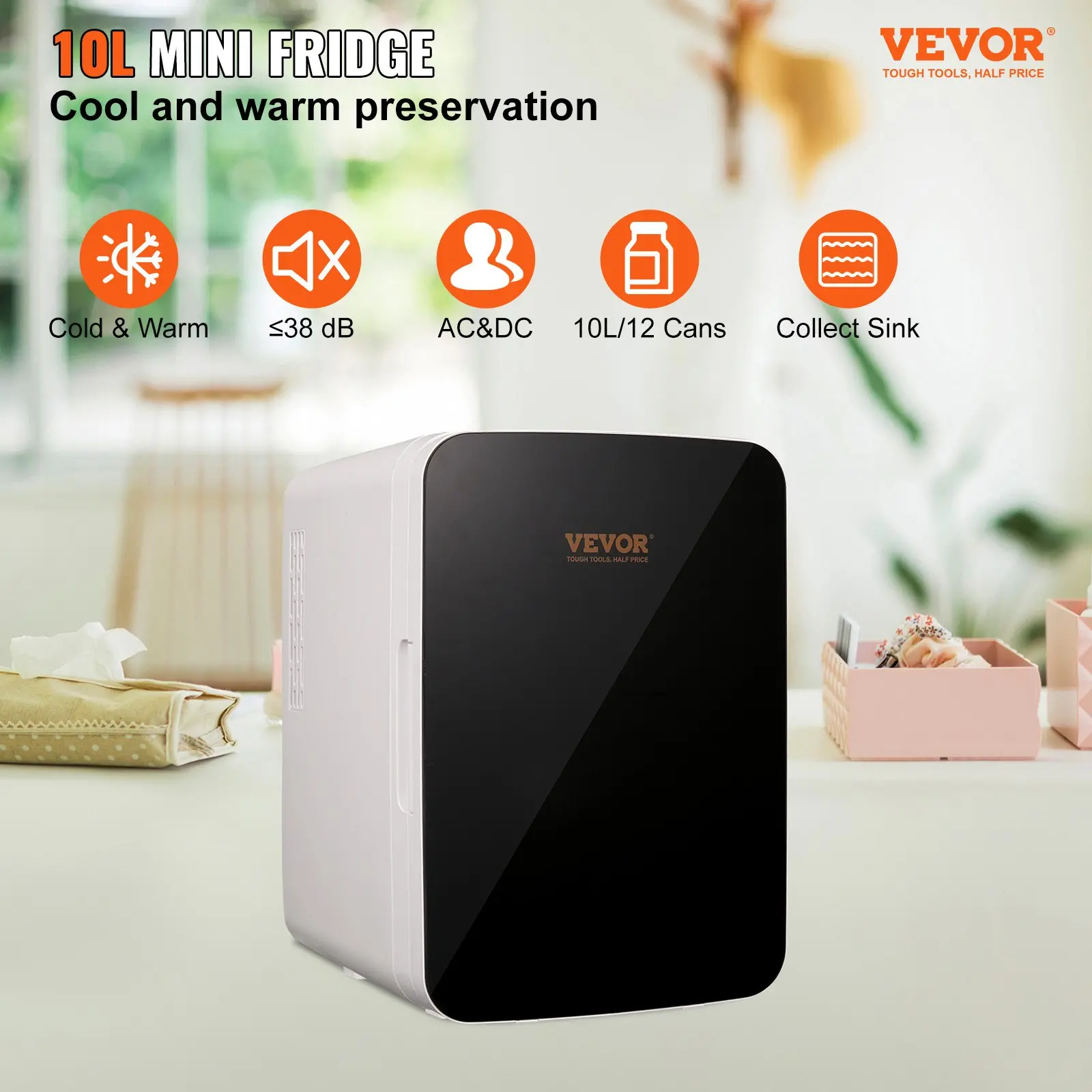 Vevor 10L mini fridge for cooling and warming.