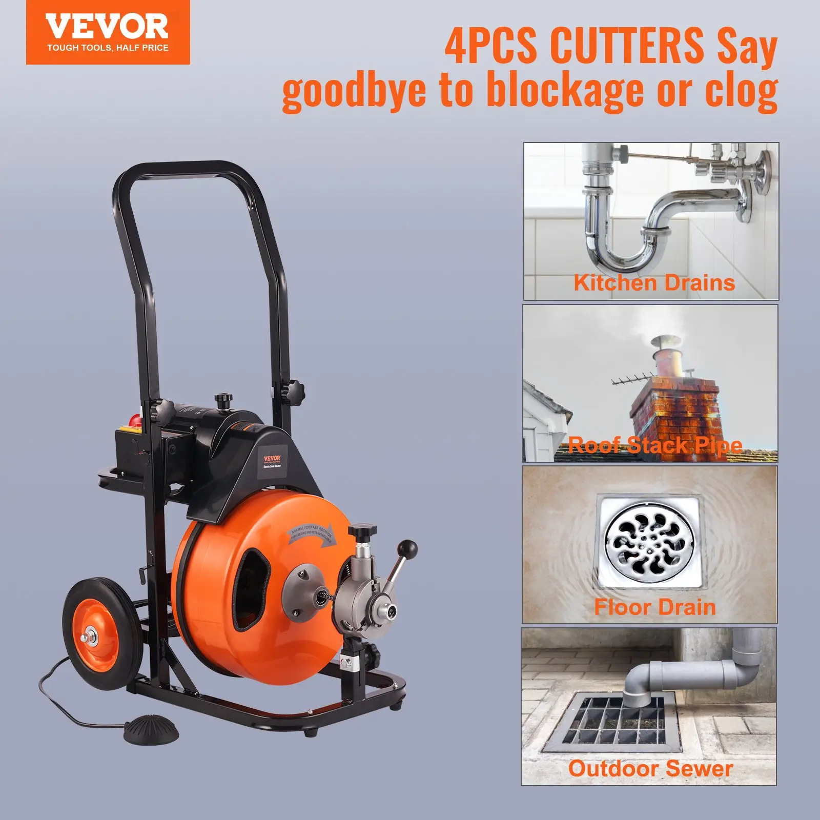 Vevor drain cleaning machine for kitchen, roof, floor, sewer.