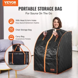 Portable storage bag for sauna convenience.