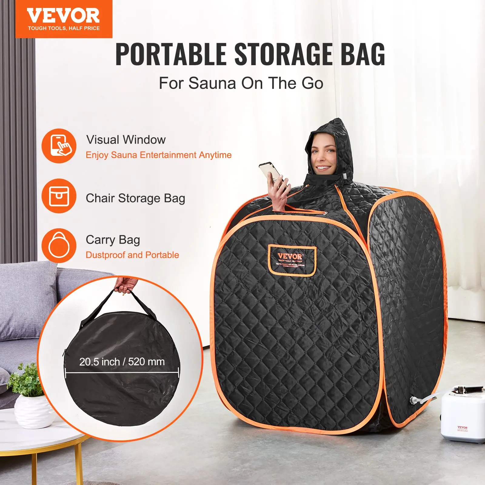 Vevor portable sauna storage bag with visual window.