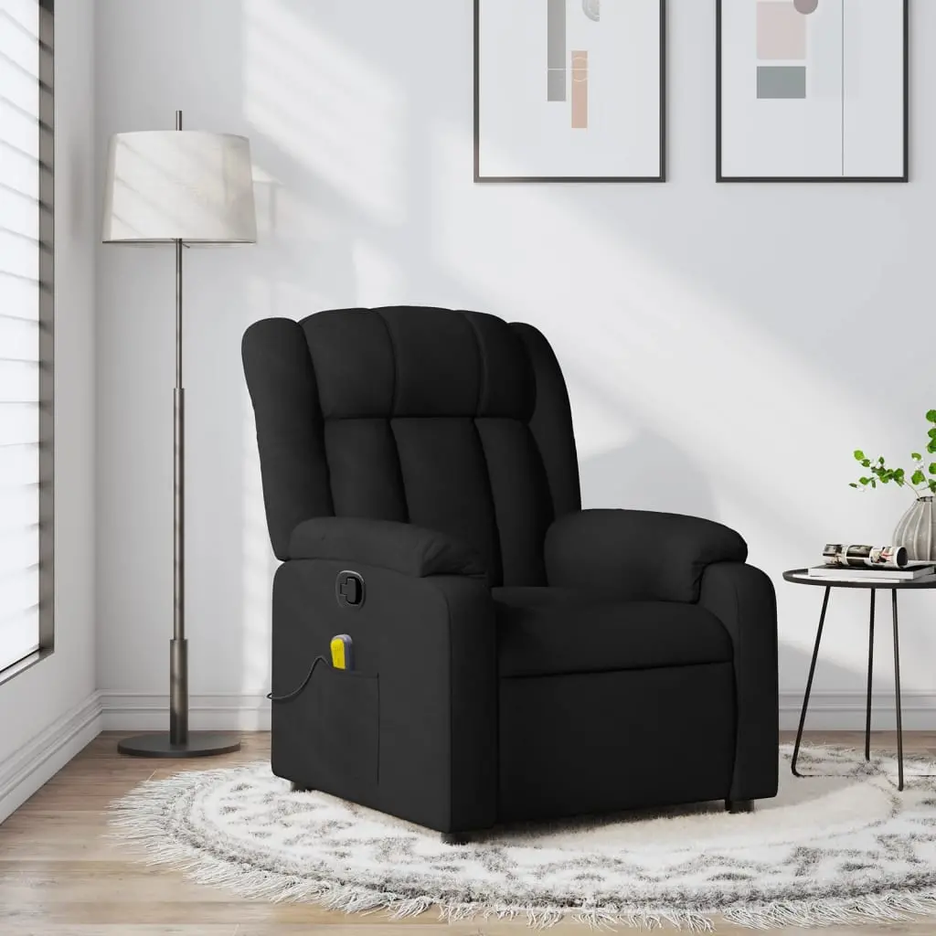 Black recliner in cozy living room