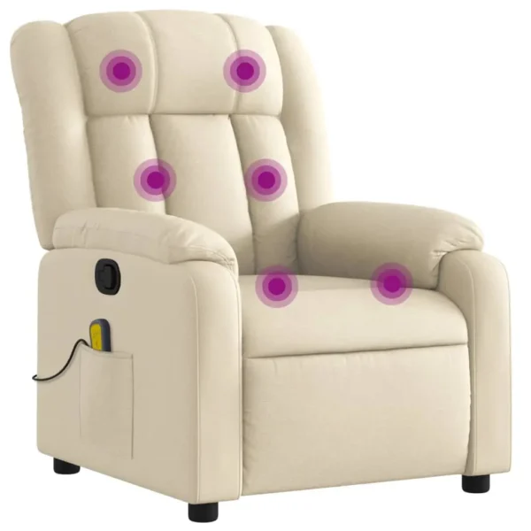 vidaXL Massage Recliner Chair Cream Fabric with Manual Reclining & Vibration Function - Ultimate Comfort for Home