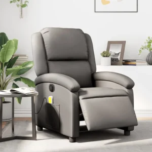 Comfortable gray recliner chair in living room