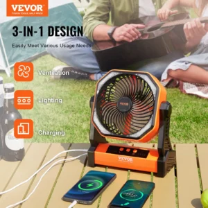 Vevor 3-in-1 fan for ventilation, lighting, charging.