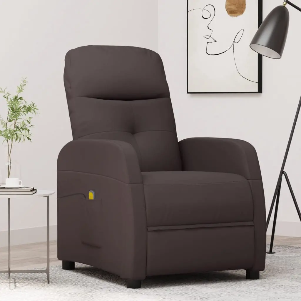 Modern dark brown recliner chair in cozy room.