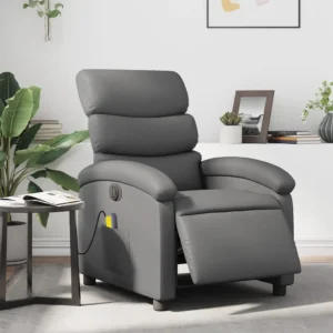 Gray reclining chair in living room.