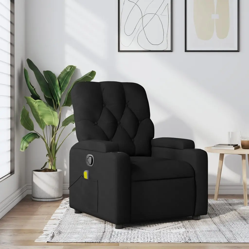 Black recliner chair in modern living room.