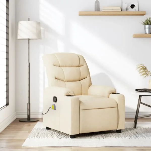 Cozy beige recliner in modern living room.