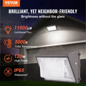 Bright outdoor LED light, 11000LM, 5000K, 120W, IP65 waterproof.