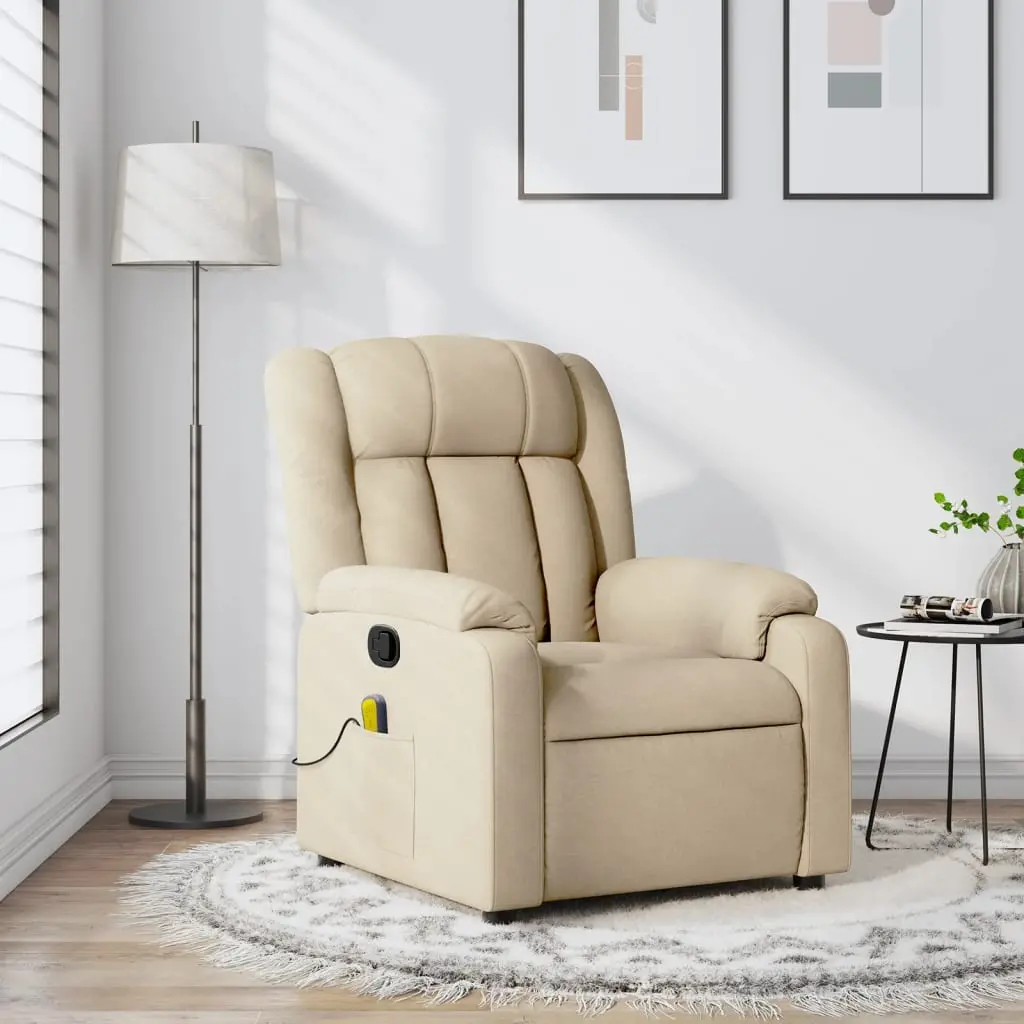 Comfortable beige recliner in cozy modern living room.