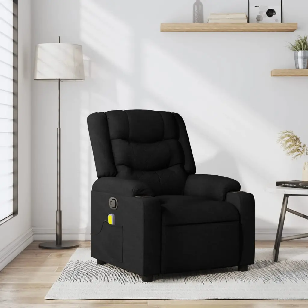 Black recliner in modern living room.