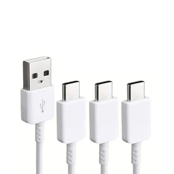 USB to USB-C charging cable with three connectors.