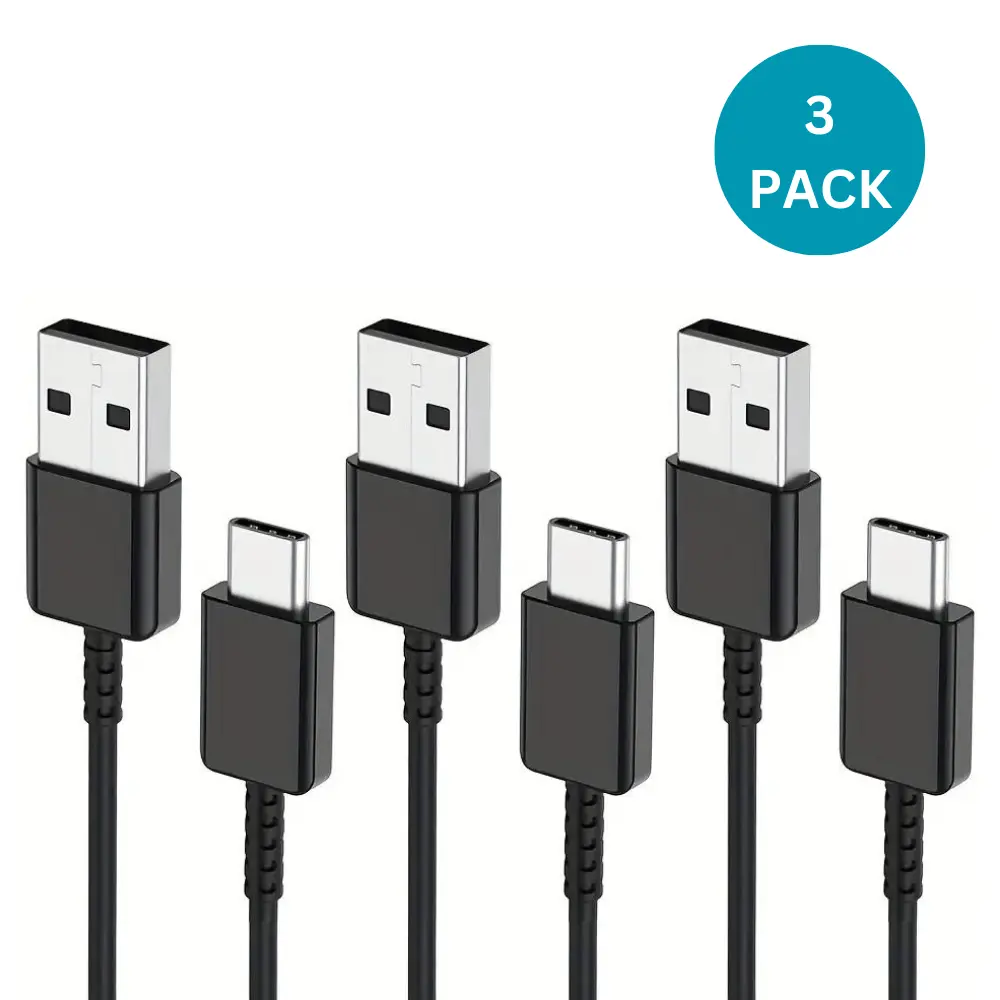 Three USB to USB-C cables in a pack