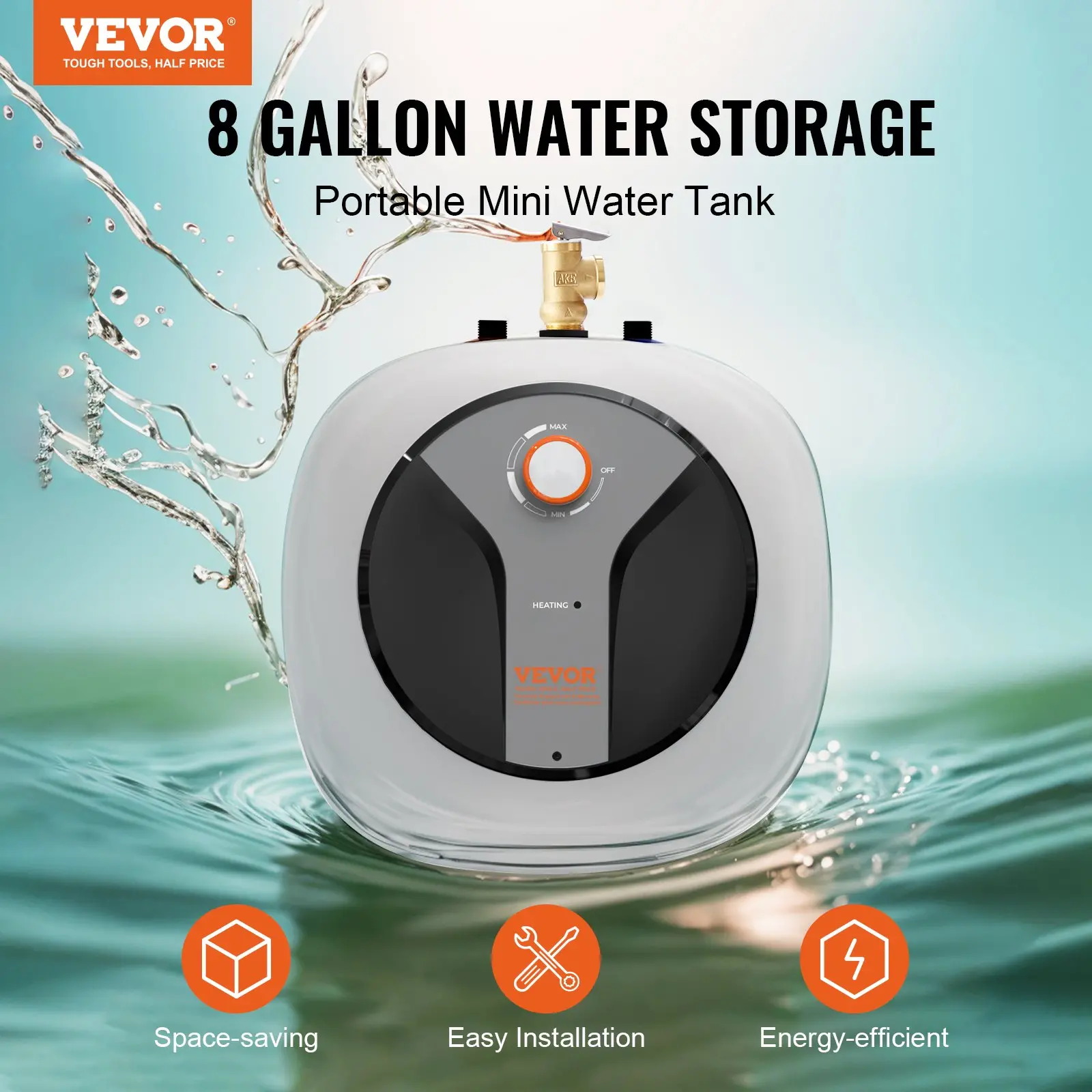 Vevor compact 8-gallon portable mini water tank.