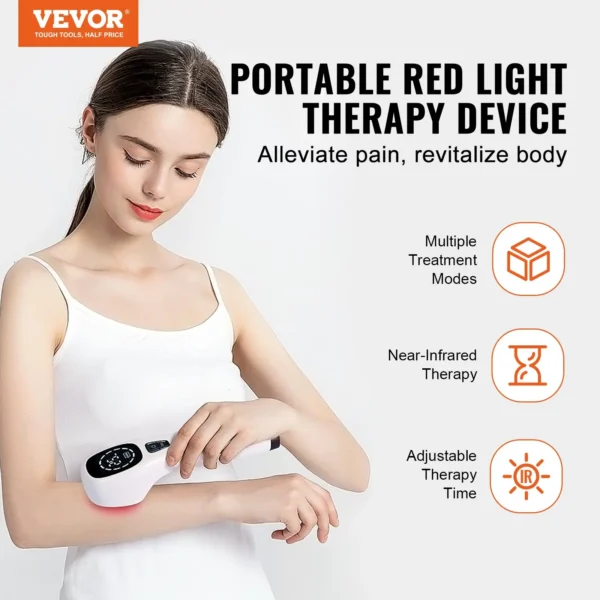 Portable Red & Near Infrared Light Therapy Device for Body & Pets, Handheld LED Display for Muscle Pain Relief in Dogs & Cats (12*650nm + 4*808nm)