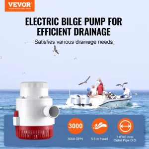 Electric bilge pump for efficient drainage.