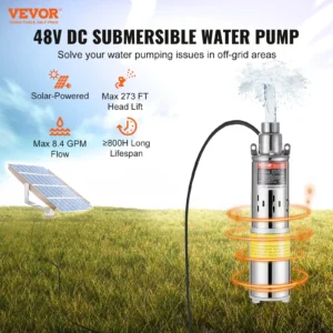 48V DC submersible water pump, solar-powered