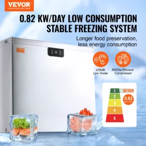 Energy-efficient freezer with low noise and stable system.