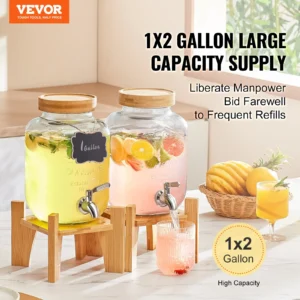 Large capacity 1x2 gallon beverage dispensers