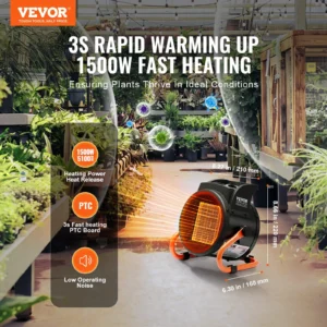 Greenhouse heater with rapid warming and 1500W fast heating.