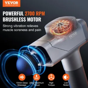 VEVOR massage gun with 2700 RPM brushless motor.