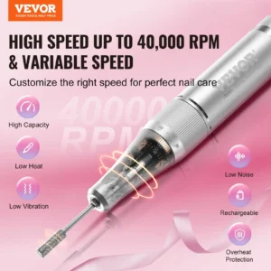 Vevor nail care tool, variable speed up to 40,000 RPM.