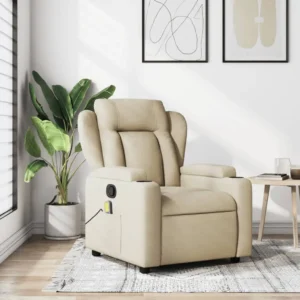 Cozy beige recliner in modern living room.