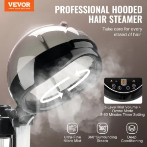 Professional hooded hair steamer with ultra-fine micro mist.