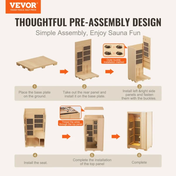 Vevor sauna assembly steps diagram