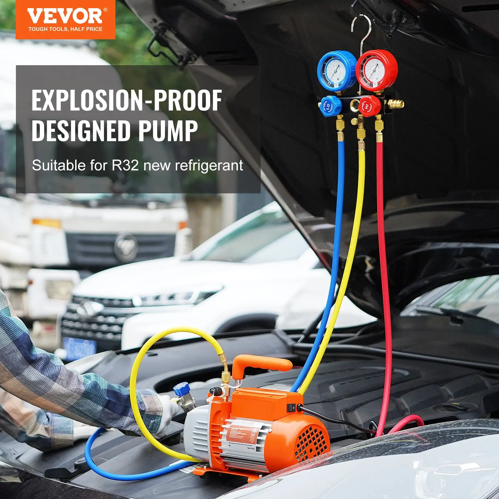 Vevor explosion-proof pump for R32 refrigerant in use