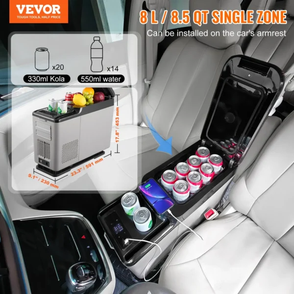 15L Portable Car Refrigerator Freezer - Quiet Compressor, Adjustable Temperature, Multi-purpose for Car and Home | VEVOR