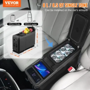 Car armrest cooler and warmer with drink capacity.