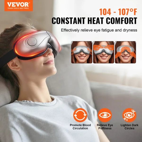 Heated eye mask for comfort and eye relief.