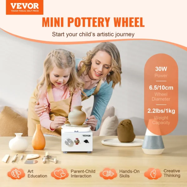 Portable Mini Pottery Wheel Machine - Electric Ceramic Wheel, Adjustable 0-320 RPM Speed, Perfect for DIY and Hobbyists