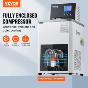 Vevor fully enclosed compressor for efficient cooling.