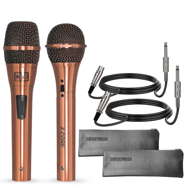 Professional Handheld Dynamic Microphone Pair - Cardioid XLR Wired Mics for Duet Karaoke & Singing